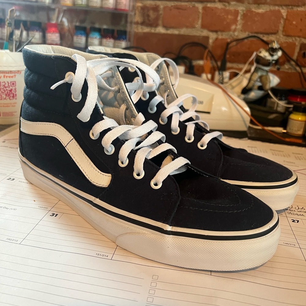 Vans blue canvas high tops , new no box.